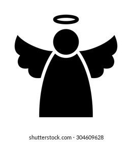 Christmas angel with wings and halo flat vector icon for apps and websites