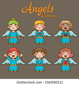 Christmas angels characters Vector eps 10