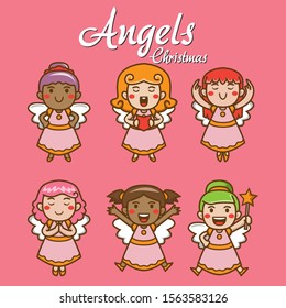 Christmas angels characters Vector eps 10