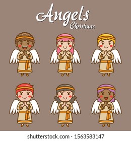 Christmas angels characters Vector eps 10