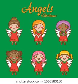 Christmas angels characters Vector eps 10