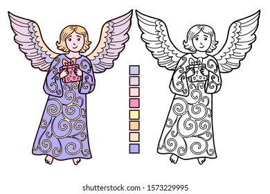  Christmas angels for coloring book. 