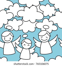 Christmas Angels. Seamless vector background with Angels. Cute cartoon. Textile rapport.