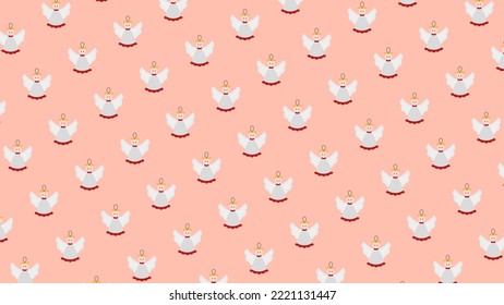 Christmas angle seamless pattern design. Red and white Christmas angel background. Ornament concept vector.
