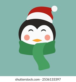 Christmas Animal Characters in Winter Hats and Scarves, Including Santa, in Festive Holiday Style Flat Illustration