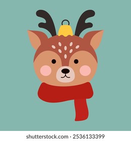 Christmas Animal Characters in Winter Hats and Scarves, Including Santa, in Festive Holiday Style Flat Illustration