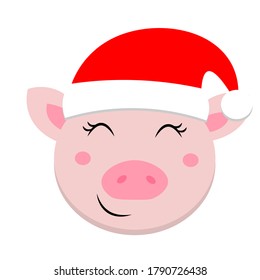 christmas animal in santa claus hat vector illustration
