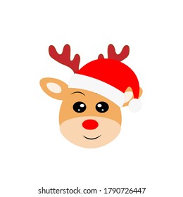 christmas animal in santa claus hat vector illustration