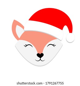 christmas animal in santa claus hat vector illustration	