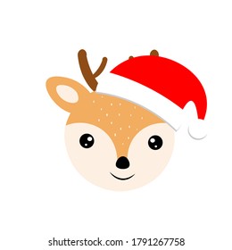 christmas animal in santa claus hat vector illustration	