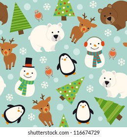 Christmas Animal Seamless Pattern