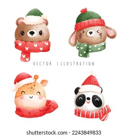 Christmas animal, Christmas vector illustration