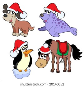 Christmas animals collection 1 - vector illustration.