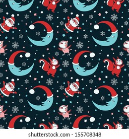 Christmas Animals and Little Santa Pattern.Copy that square to the side and you'll get seamlessly tiling pattern which gives the resulting image ability to be repeated or tiled without visible seams.