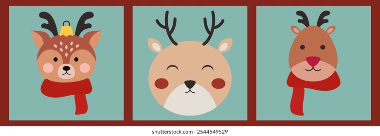 Christmas Animals and Santa Illustrations. Happy New Year Decoration