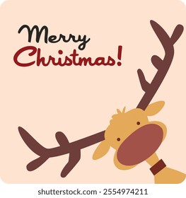 christmas with Antler card template design on white background