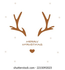 Christmas antler card template with Merry Christmas text on white background. vector illustration.