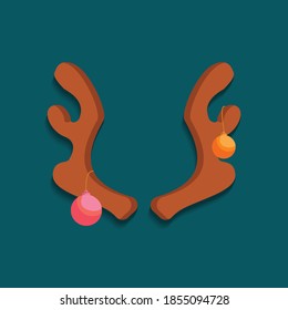 christmas antler isolated vector flat illustration. design element