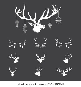 Christmas Antlers - Vector antlers with Christmas Ornaments
