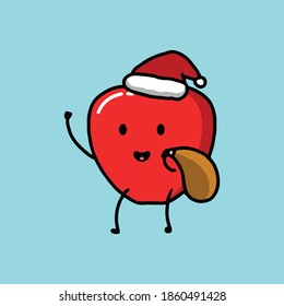 Christmas Apple Mascot Vector Design, perfect for complementing your health or Christmas themed designs and other.