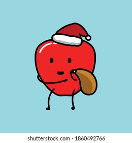 Christmas Apple Ver.02 Mascot Vector Design, perfect for complementing your health or Christmas themed designs and other.