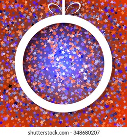 Christmas applique background with ball. Vector illustration 