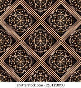Christmas arabesque royal pattern seamless vector. Golden luxury background. Abstract design for new year gift wrapping paper, beauty spa, indian wedding, yoga wallpaper, packaging, backdrop.