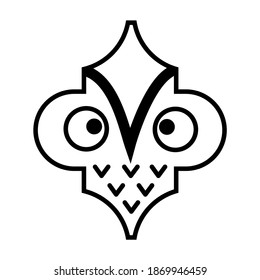Christmas Arabesque Tile  Ornament isolated with owl on white background. Vector flat illustration. Christmas and New Year design.