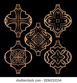 Christmas arabesque tile ornament set. Vector illustration