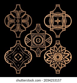 Christmas arabesque tile ornament set. Vector illustration