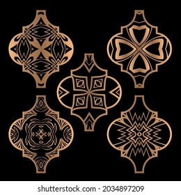 Christmas arabesque tile ornament set. Vector illustration