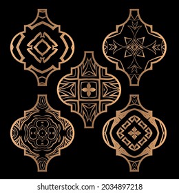 Christmas arabesque tile ornament set. Vector illustration