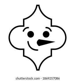 Christmas Arabesque Tile  Ornament with snowman isolated on white background. Vector flat illustration. Christmas and New Year design.