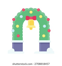 Weihnachtsbogen Tor Dekoration flachen Stil Symbol,