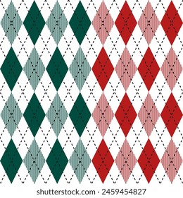 Christmas argyle pattern. Argyle vector pattern. Argyle pattern. Seamless geometric pattern for clothing, wrapping paper, backdrop, background, gift card, sweater.