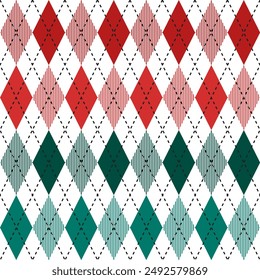 Christmas argyle pattern. Argyle vector pattern. Argyle pattern. Seamless geometric pattern for clothing, wrapping paper, backdrop, background, gift card, sweater.