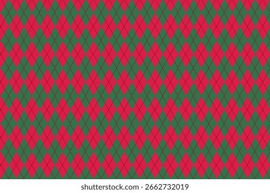 Christmas argyle plaid pattern – swatch available in swatches panel – seamless red and green diamond background for festive designs