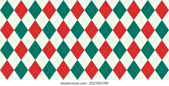 Christmas argyle seamless pattern. Geometric background for Christmas apparel and wrapping paper. Plaid Seamless Pattern. Vector illustration