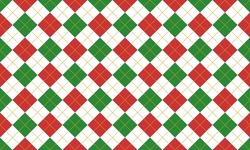 Christmas Argyle Seamless Pattern With Green And Red Diamond Shapes On White Background. Argyle Pattern. Vector Repeating Textures.