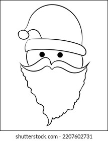 Christmas Art and Illustration coloring pages of Santa Claus, Tree, line drawn gingerbread houses, cookies, sweets and treats, snowman, New Year Gift Black and white cartoon illustration