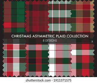 La colección de patrones asimétricos de plástico asimétrico de Navidad incluye 8 diseños de textiles y gráficos de moda