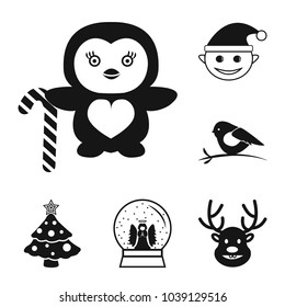 Christmas attributes and accessories black icons in set collection for design. Merry Christmas vector symbol stock web illustration.