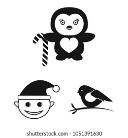 Christmas attributes and accessories black icons in set collection for design. Merry Christmas vector symbol stock web illustration.