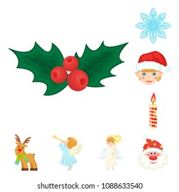 Christmas attributes and accessories cartoon icons in set collection for design. Merry Christmas vector symbol stock web illustration.