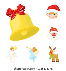 Christmas attributes and accessories cartoon icons in set collection for design. Merry Christmas vector symbol stock web illustration.