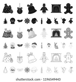 Christmas attributes and accessories cartoon icons in set collection for design. Merry Christmas vector symbol stock web illustration.