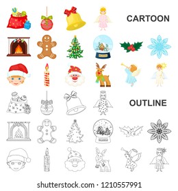 Christmas attributes and accessories cartoon icons in set collection for design. Merry Christmas vector symbol stock web illustration.