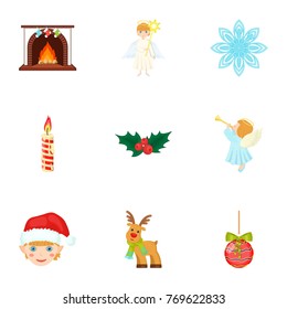 Christmas attributes and accessories cartoon icons in set collection for design. Merry Christmas vector symbol stock web illustration.