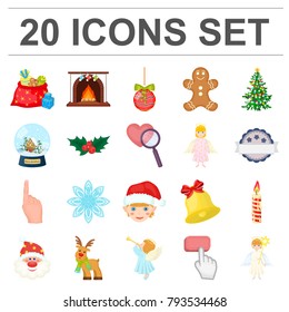 Christmas attributes and accessories cartoon icons in set collection for design. Merry Christmas vector symbol stock web illustration.