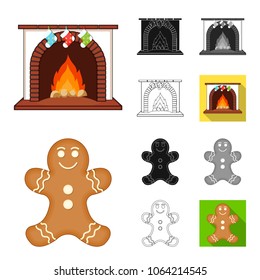 Christmas attributes and accessories cartoon,black,flat,monochrome,outline icons in set collection for design. Merry Christmas vector symbol stock web illustration.